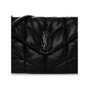 YSL AUTHENTIC Lambskin Quilted Monogram Monochrome Medium Loulou Puffer black